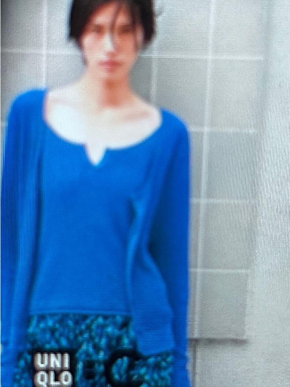 Uniqlo Royal Blue Ribbed Scoop-Neck Crop Top